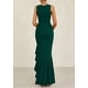 thumbnail image 2 of Vestido largo PRETTYGARDEN 2025 sin mangas con volantes, diseño de sirena, color verde, 2 of 9