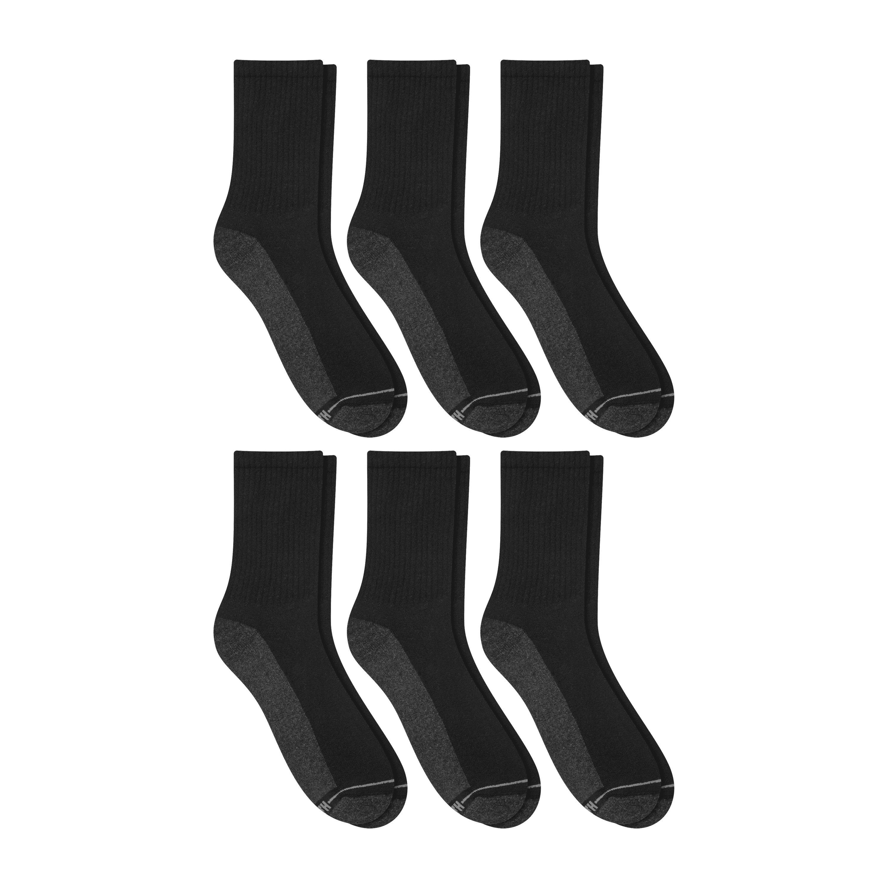 Hanes Mens Mid-Crew Socks, Max Cushion, Cool Comfort, 6-Pack, Size 6-12