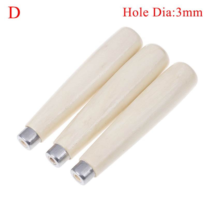 3Pcs wooden file handle fit home tool stainless steel ring hardwood DIY gi cl 
