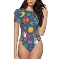 thumbnail image 2 of Picia Cartoon Space Womens One Piece Swimsuits Modest Tummy Control Bathing Suits Lace Up Slimming Swim Suit-Medium, 2 of 9