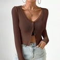 thumbnail image 4 of OJinShaWanO Grandpa Sweater Women's Ribbed Knit Button Down V Neck Lightweight Cropped Cardigan Coat Tops, 4 of 7