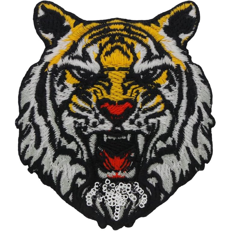 Siberian Tiger Iron-On Embroidered Patch – Roaring Wild Animal Souvenir Applique By Hungry Bear Designs