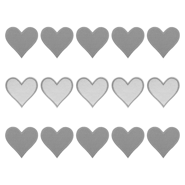 Parches de hierro en forma de corazón Uxcell gris bordados 15Pcs 2.8"x2.7"