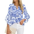 thumbnail image 6 of Fantaslook Blouses for Women 3/4 Ruffle Sleeve Summer Tops V Neck Business Work Blouse Dressy Casual Loose Shirts, 6 of 8