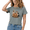 1-Grey, variant on Women Black Cat Pumpkin Stars Graphic Cropped Crewneck Short Sleeve T‑Shirt