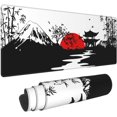 thumbnail image 1 of Japanese Large Black Mouse Pads for Desk, Full Desk Gaming Mousepad with Mountains and Red Sun, Extended Long XL Computer Mat with Stitched Edges and Non-Slip Base for Desktop, Keyboard, 31.5*11.8 in, 1 of 5