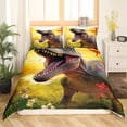 thumbnail image 2 of Erosebridal Dinosaur Comforter Cover Dino Bed Set, Jungle Dino Duvet Cover Tyrannosaurus Rex Bedding Sets Full, 3D Animal Bedspread Cover Yellow Gray 3pcs, 2 of 5