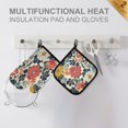 thumbnail image 4 of Yayeee Oven Mitts and Pot Holder Set of 2 Heat Resistant Kitchen Gloves Baking Hot Pad, Red Flowers Pattern, 4 of 5