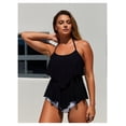 thumbnail image 5 of Black Ruffled Halter Tankini Top with Palm Print Bottoms, 5 of 6
