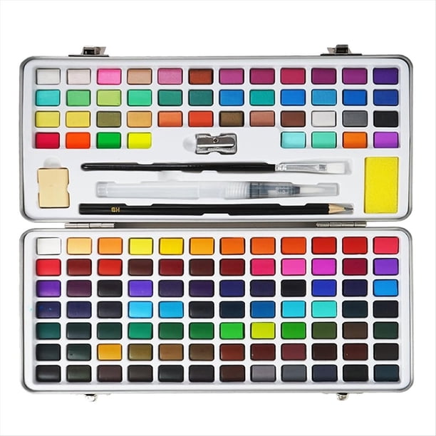 Juego de Pintura de Acuarela, Pintura de 128 Colores con Pinceles de Agua y Lápiz de Dibujo, para Pintar y Dibujar