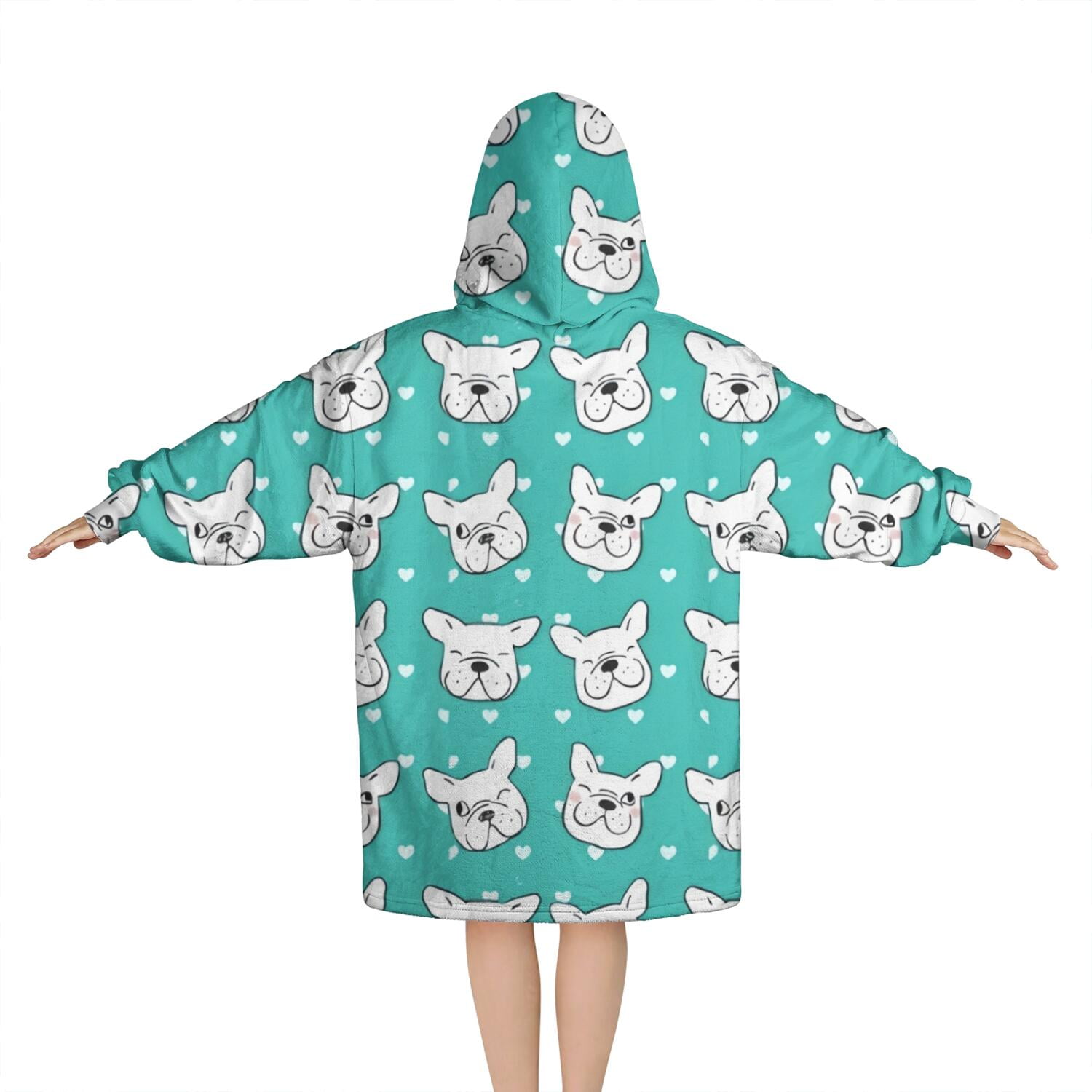 Esign Of Head Pug Dog Blanket Hoodies for Kids 6-13YR Oversize Wearable Blanket Hoodies for Boys Girls Teens