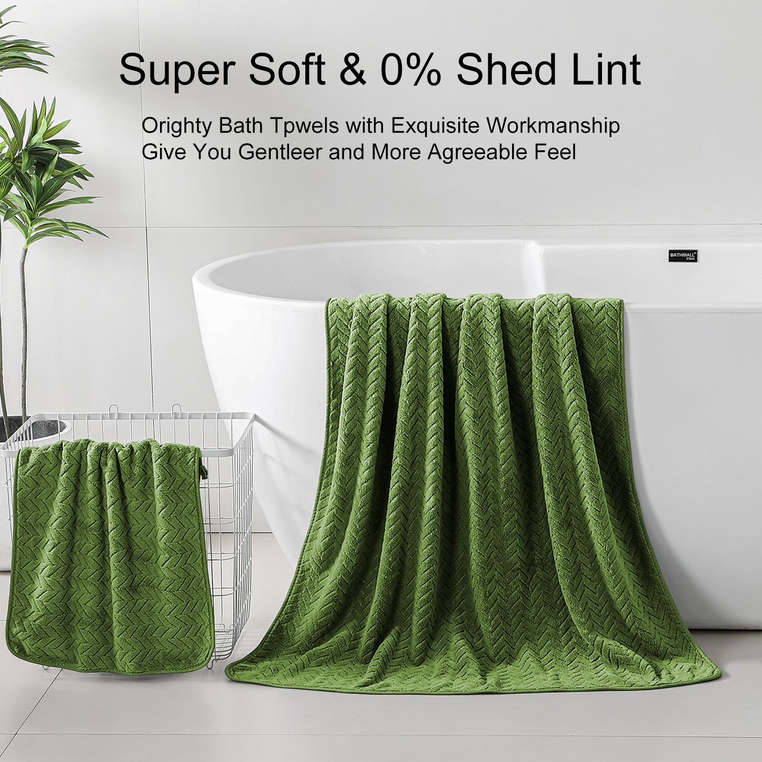 Beartech 4 Pack Microfiber Bath Towels Set - 2 Bath sheet,Soft, Highly Absorbent, Quick Dry & Less Lint Shower towel for Bathroom, Hotel-Olive