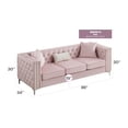 thumbnail image 4 of Paige G824A-S Plush Velvet Sofa, 86" Wide, 3-Seat, Tufted Design with Faux Diamonds, Vibrant Pink, Perfect for Living Room & Social Gatherings, Comfortable & Stylish, 4 of 6