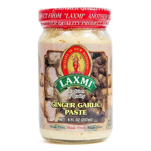 Laxmi Brand Traditional Indian Ginger and Garlic Cooking Paste, Indian Food Staple, Made Pure, Made Fresh, Tradition of Quality, Product of India (8oz)
