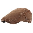 thumbnail image 3 of 21.65-23.62in Classic British Retro Flat Cap - Adjustable Washed Denim Newsboy Hat with 2.17in Brim & 4.33in , Unisex Casual Beret for Men Women Daily Wear (Coffee), 3 of 3