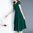 thumbnail image 4 of TNOBHG Slim Fit Dress Women's Midi Dress O-neck Short Sleeve Elegant Dress with Layered Hem Lace-up A-line Design Perfect for Streetwear Summer Parties, 4 of 8