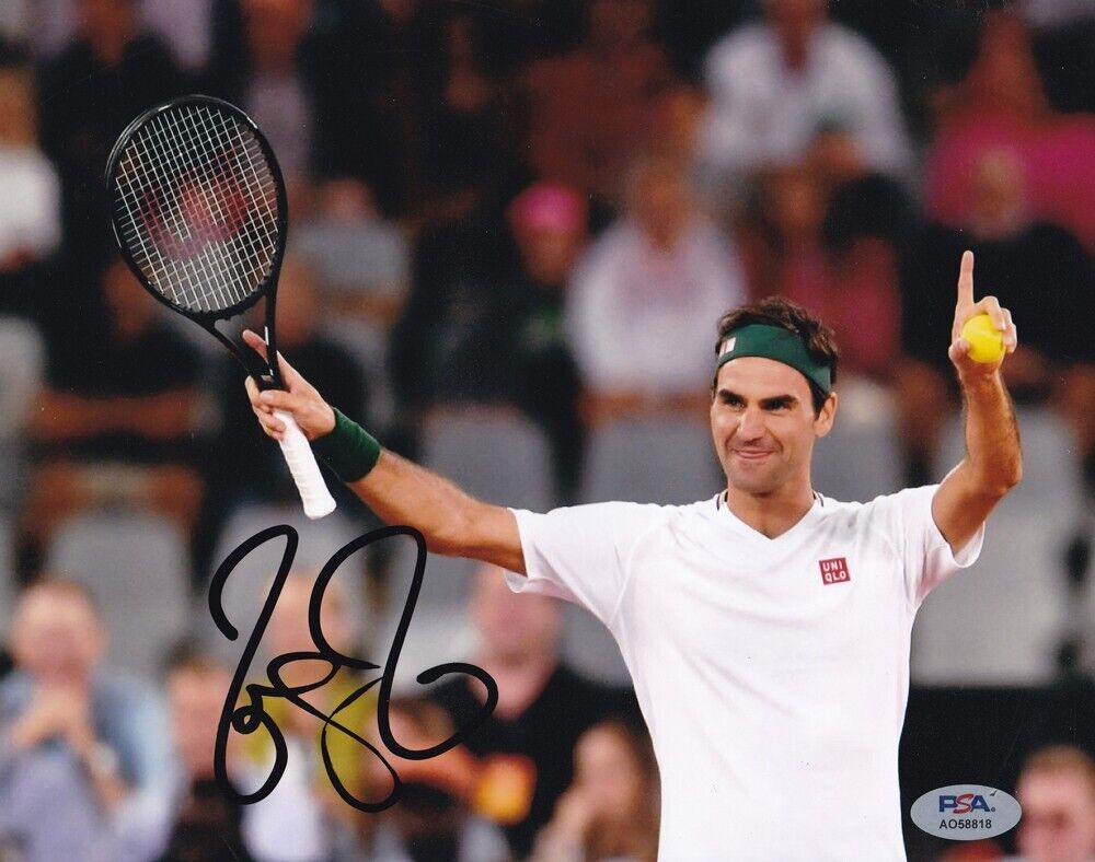 Roger Federer Label Roger Federer Tennis Legend Wimbledon Signed Autograph 8x10 Photo PSA ...