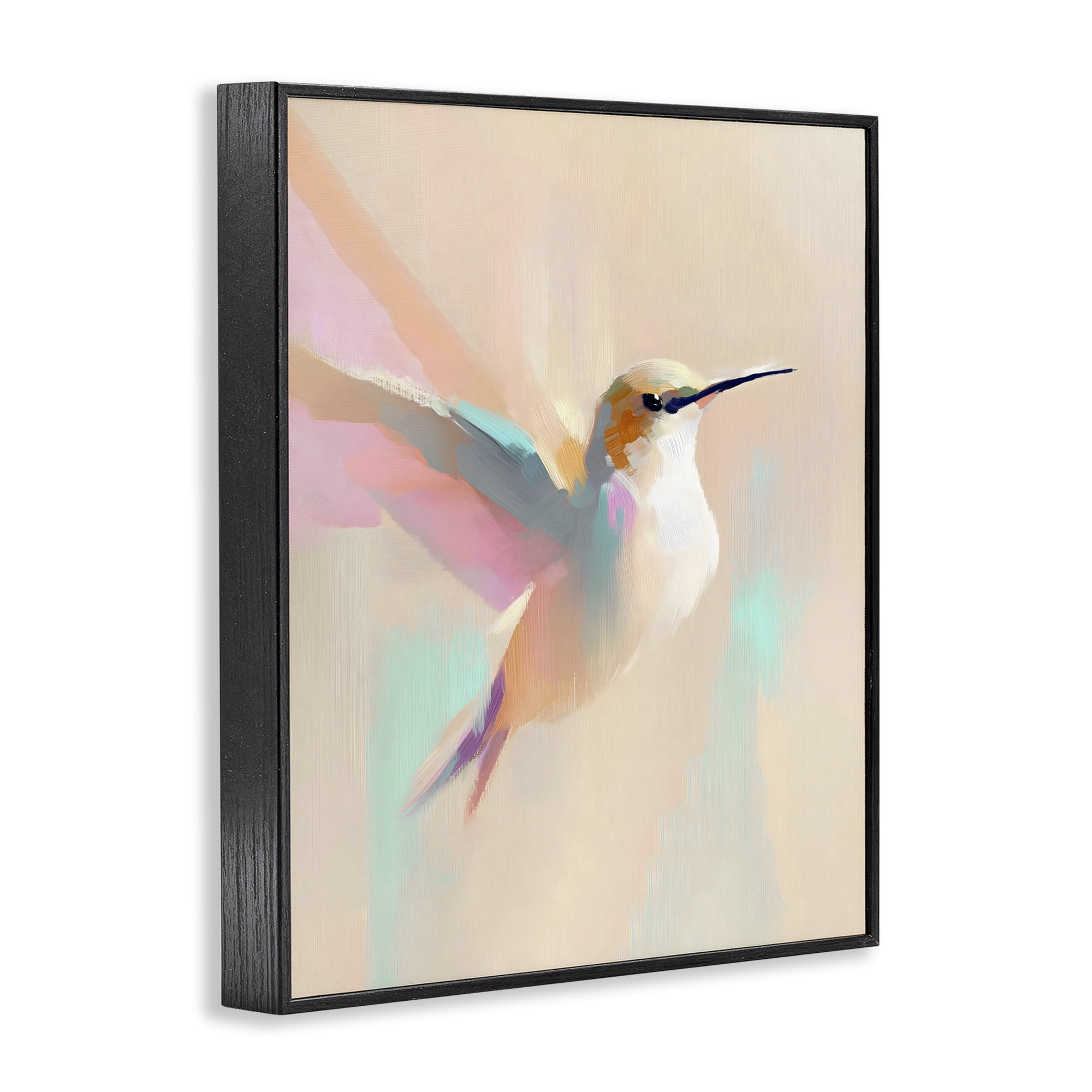 Stupell Industries Pastel Hummingbird in Flight Black Framed Giclee Art, design by The Prints Vibe