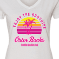 thumbnail image 4 of Inktastic Summer Enjoy the Sunshine Outer Banks North Carolina in Pink Women's V-Neck T-Shirt, 4 of 5