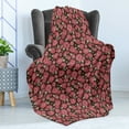 thumbnail image 4 of Vintage Rose Soft Flannel Fleece Throw Blanket, Repetitive Flowers and Leaves Nature Tones Pattern, Cozy Plush for Indoor and Outdoor Use, 50" x 60", Dark Taupe Pale Ruby, by Ambesonne, 4 of 5