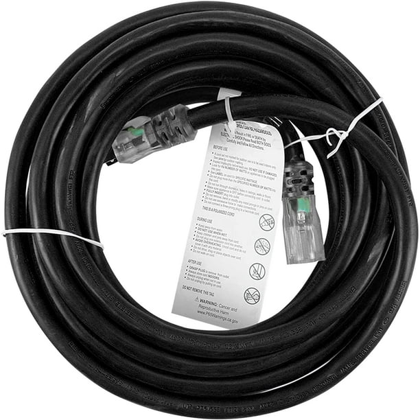 E 25 Ft Lighted Outdoor Extension Cord - 10/3 SJTW Heavy Duty