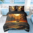thumbnail image 3 of Manfei Magical Sailing Ship Twin Bedding Sets for Kids Boys and Girls, Full Moon Ocean Bedding Comforter Set, Black Reversible 7 Pieces, 3 of 6