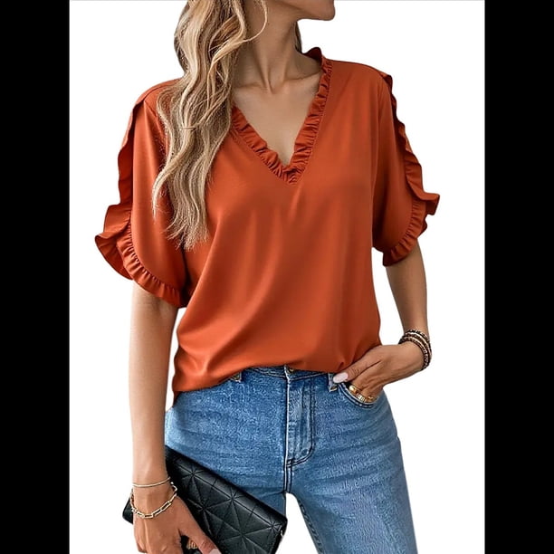Tops de Verano para Mujer Naranja L