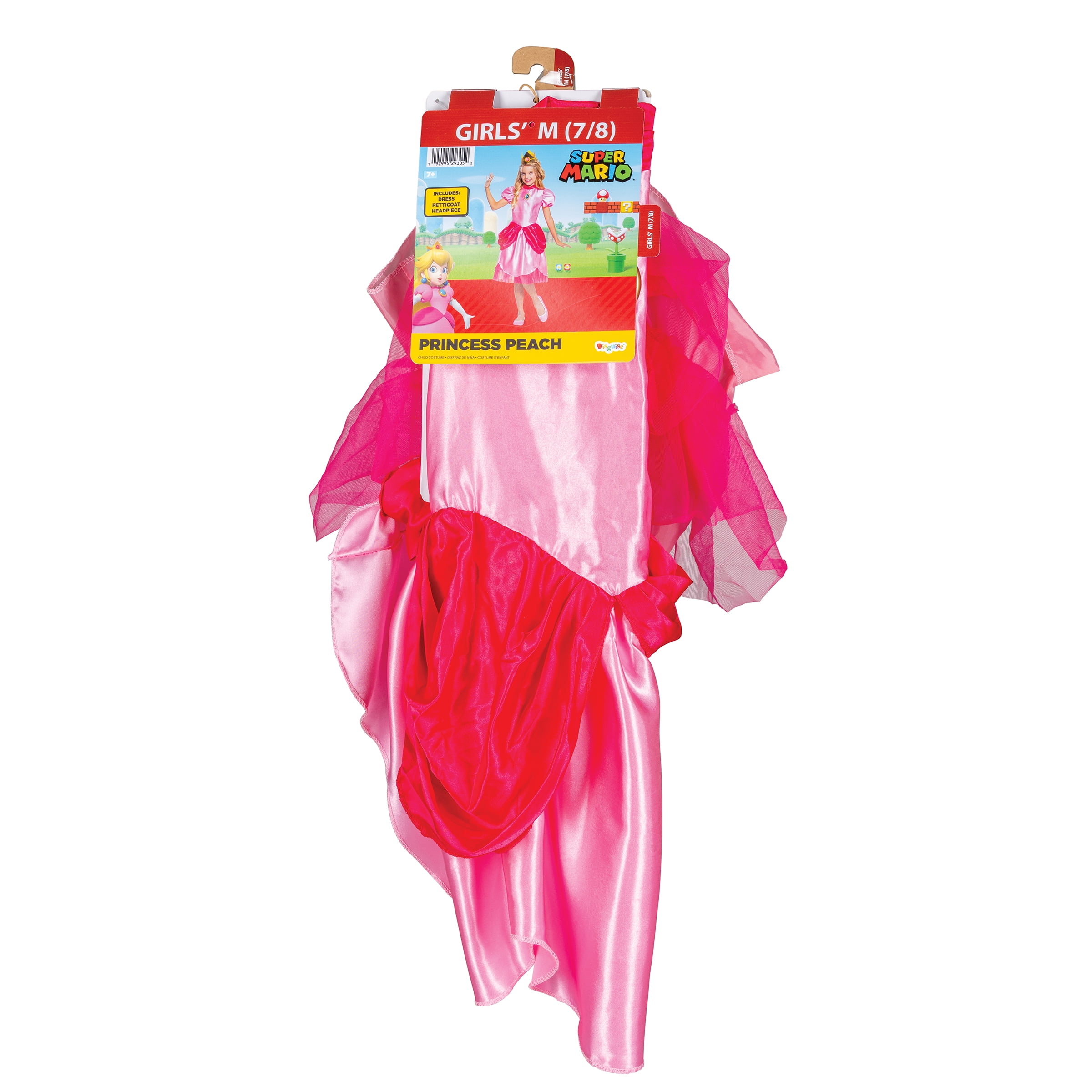 Nintendo Super Mario Bros. Princess Peach Halloween Costume for Children, Girls Size M (7/8), by Disguise