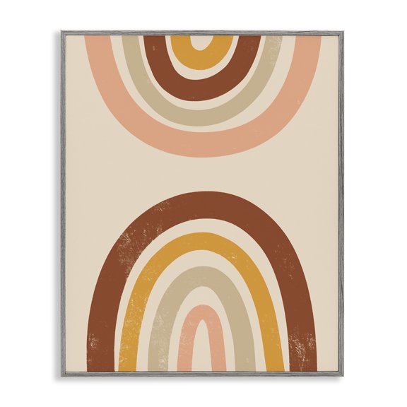 Stupell Industries Bohemian Polarized Twin Rainbows Distressed Clay Inspired Stripes Gray Framed Giclee Art, 11 x 14, by Taylor Shannon Designs