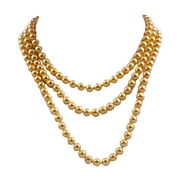 OCUHOME Faux Pearl Necklace Charming Sleek Glass Cluster Long Simulated Pearl Necklace for Anniversary