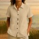 thumbnail image 5 of Tops Sueltos Casuales para Mujeres Moda No Posicionamiento Impreso 3/4 Manga V-Cuello Blusa con Poliéster Suave, Cómodo Top para el Uso Diario en Casa O Trabajo, 5 of 7