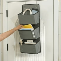 Bxaolu Over The Door Organizer, 3-Tier Behind Door Storage with 3 Pockets, Bathroom Storage Organization, Bedroom Organizer and Storage For Small Items, Grey, 1Pack