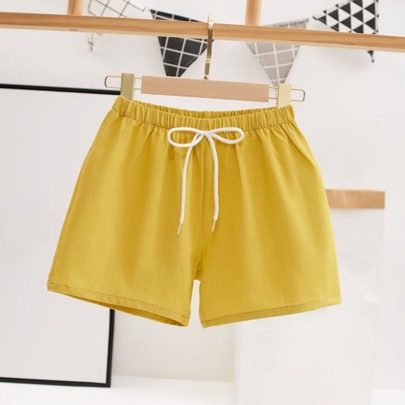 hengsof Girls Solid Color Casual Three Quarter Pants, Children's Summer Thin Drawstring Versatile Daily Shorts, Sizes 9-16 Years Old