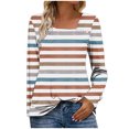 thumbnail image 2 of Fznquz Casual Tees for Women Striped Long Sleeve Loose Fit T Shirt Plus Size Spring Women's Clothing,XL, 2 of 7