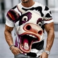 thumbnail image 2 of LILIYA Mens Cow Graphic T Shirt Geometric Printed Crew Neck Short Sleeve Casual Streetwear Fashion Tee Lightweight Daily Outfit Top, 2 of 4