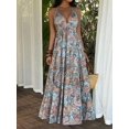thumbnail image 3 of Multicolor Bohemian Paisley Print Halter Neck Maxi Dress With Ruffle Hem And Layered Skirt, 3 of 8