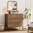thumbnail image 3 of WAMPAT Commode Cannelée de 31,5 Pouces à 3 Tiroirs avec Poignées Cachées, Coffre Moderne en Bois pour Chambre et Salon, Brun, 3 of 8