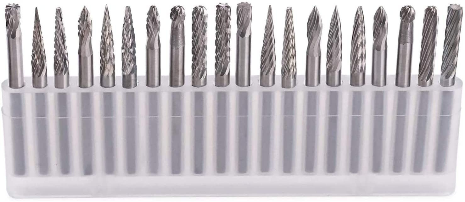 20Pcs 1/8" Shank Tungsten Carbide Rotary Burr Drill Bit Tool Engraving Files Set 