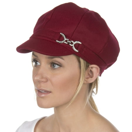 Route 66 Hot Rod - Sakkas Jessica Wool Newsboy Cabbie Hat - Burgundy - One Size