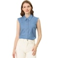 thumbnail image 1 of INSPIRE CHIC Camisas De Trabajo Con Mangas Casquillo Para Mujer, Blusas Con Botones Y Cuello Vuelto Azul claro XL, 1 of 6