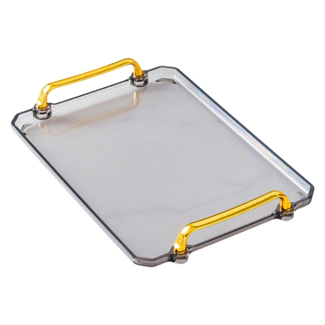 simhoa Modern Serving Tray with Handles Rectangle Decorative Multifunctional Organizer gray