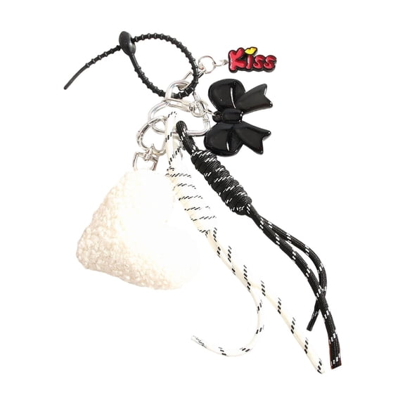 Lovely Bag Charm Pendant Keyring Bowknot Plush Heart Braided Rope Keychain Bag Charm for Backpack Purse Handbag Decoration