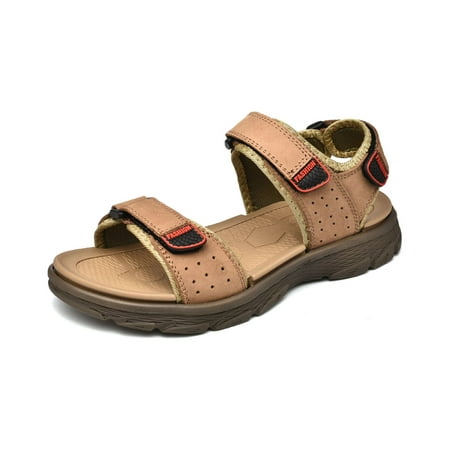 Lightweight Men s Sandals Leisure Shoes Leather Men Casual Beach Sandals Retro Flats (Color : D  Size : 45)