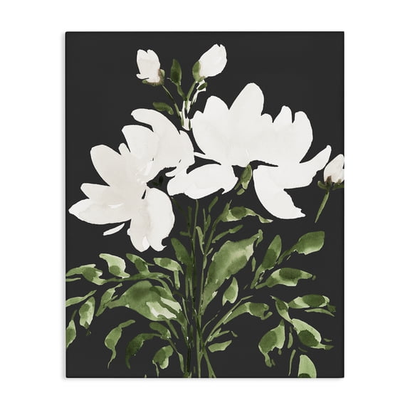 Stupell Industries White On Black Floral Canvas Wall Art, design by Lucille Price