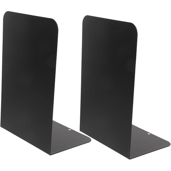 Large Book Ends, Heavy Duty Metal Bookends, 1 Pairs/2 Pieces Book Stopper, Book Ends Support for Shelves, Black Non-Slip Bookshelf Holder Stand for Home Office Library School (7.68 x 5.31 x 3.94 in)