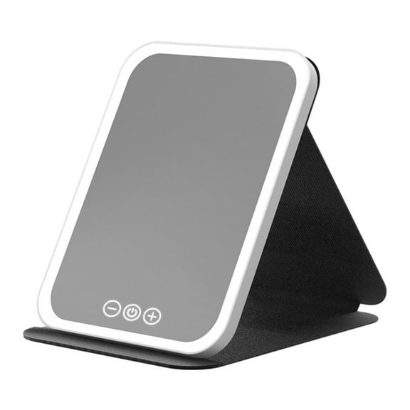 Lighted Travel Makeup Mirror, PU Leather Vanity Cosmetic Mirror with Lights,  3- Color Light Modes Dimming LED Light Up Mirror of 9X6.8inch, Travel Accessories for Makeup