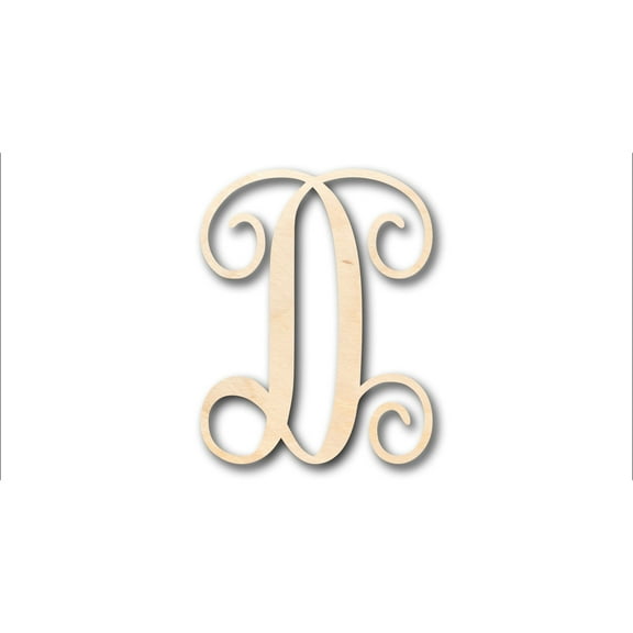 Unfinished Wood Monogram D Shape - Craft - up to 46" DIY 7" / 1/4"