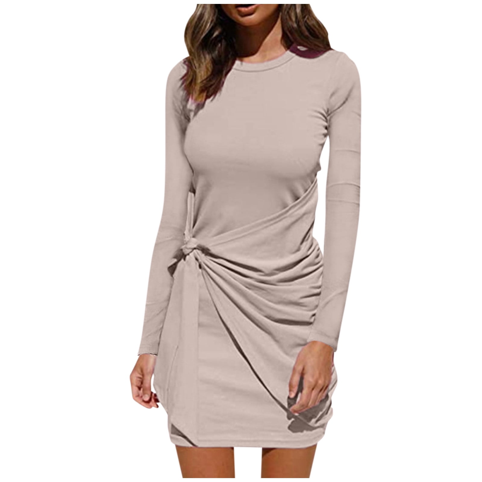 Womens Long Sleeve Pullover Sweater Dress Long Sleeve Dress Knit Slim