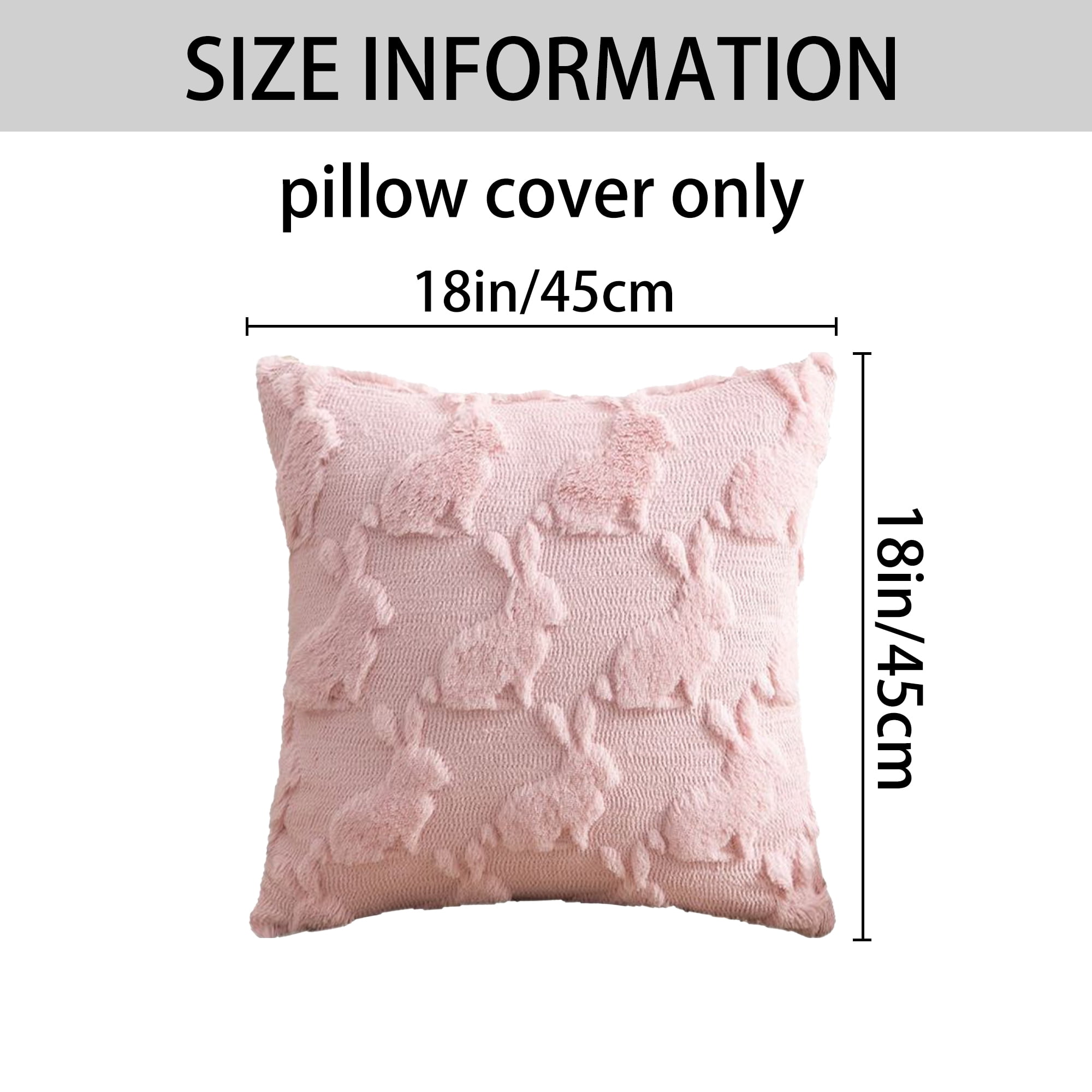 Unique Bargains Throw Pillow Covers Bunny Easter Decorations Pink Pattern 1 18" x 18"