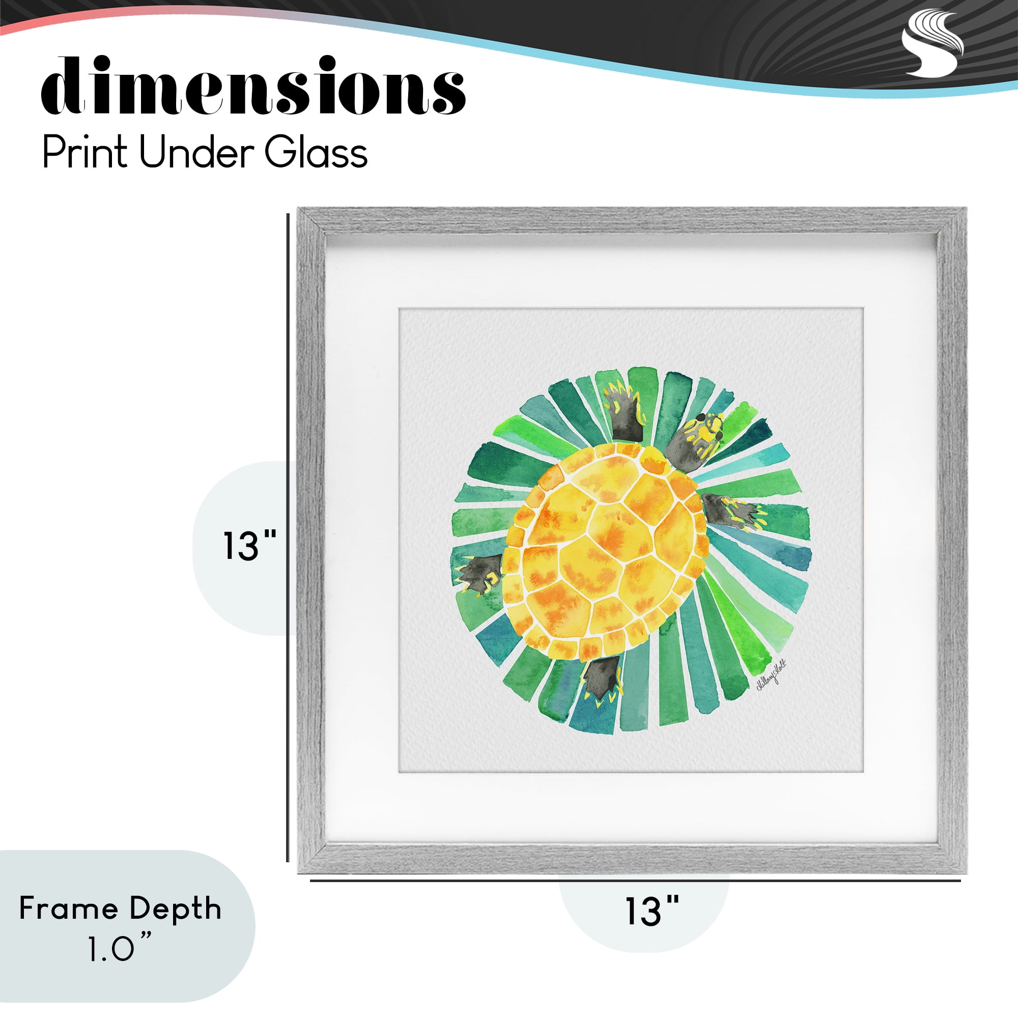 Stupell Industries Lotus Garden Turtle Gray Framed Print Under Glass, design by Hillary Holt